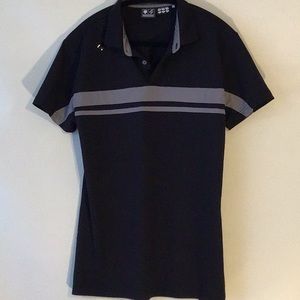 Descente sports polo. Black and grey.